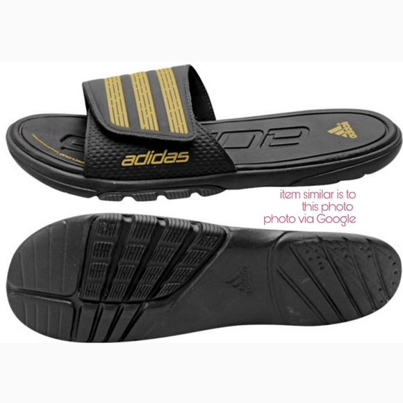 Men Adidas Slides (Flip-flop), Yellow & Black, Size 7 - Picture 4 of 5